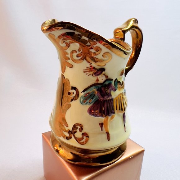 Vintage Wade Festival Creamer Ceramic Small Pitcher Embossed Dancing Couple 1950 - Picture 4 of 8